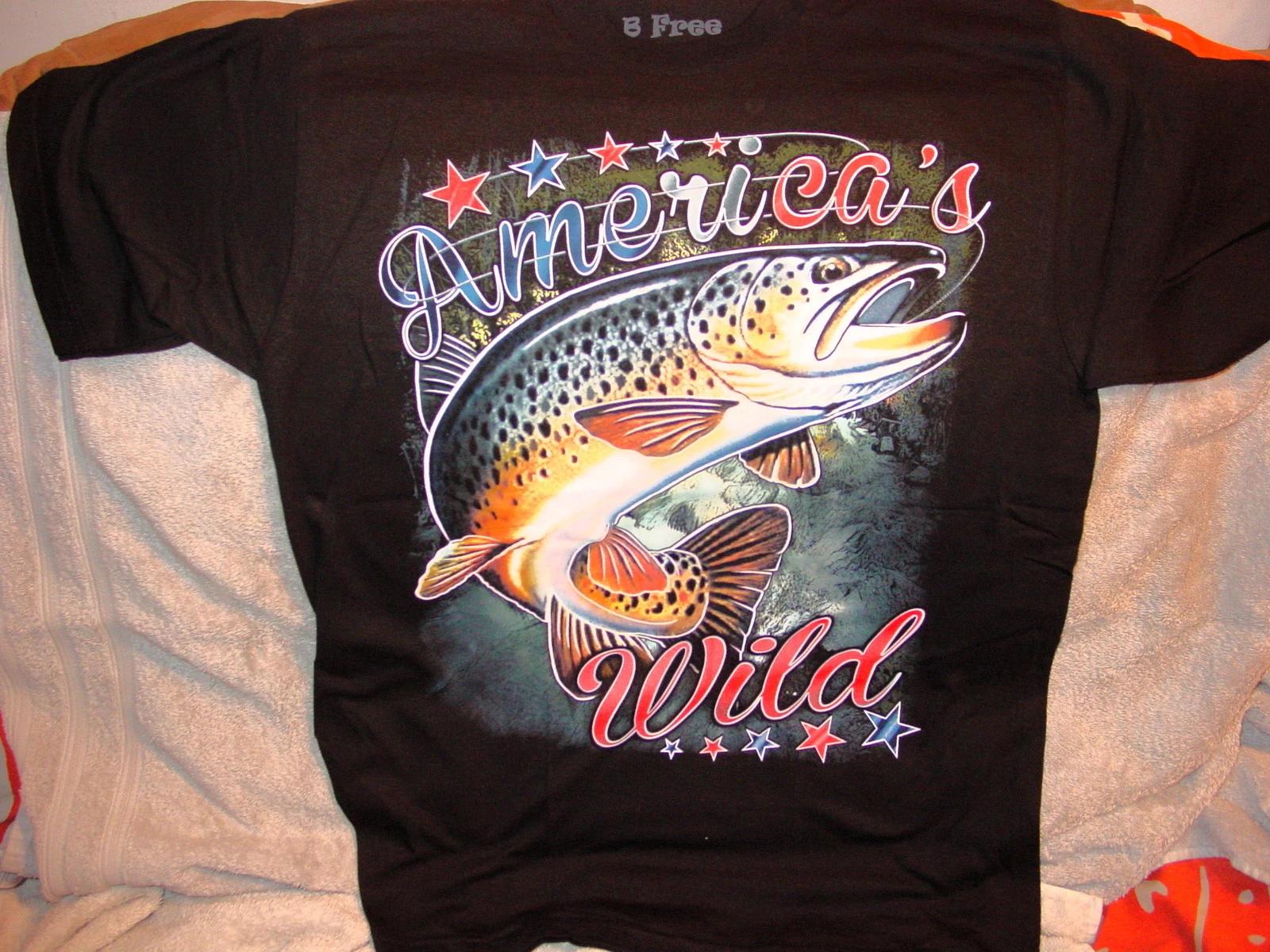 BASS FISH FISHING AMERICA S WILD OUTDOOR T-shirt 2XL