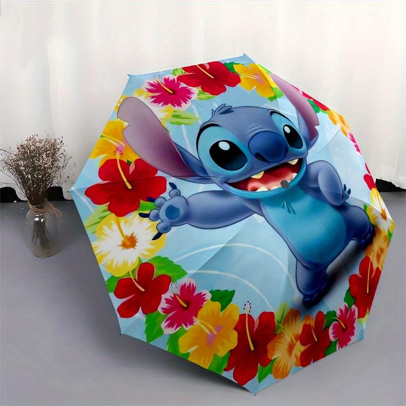 1pc Stitch,Hawaiian Lei Automatic Folding Umbrella: Compact 8-Bone Design Cartoon Outdoor Travel Companion, Business Umbrella, Christmas Val