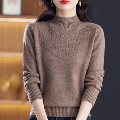 Damen Strickpullover mit hohem Kragen, Unifarben, Eleganter Stil, Langärmlig, Normale Länge, Herbst/Winter-Mode, Pullover-Cardigan