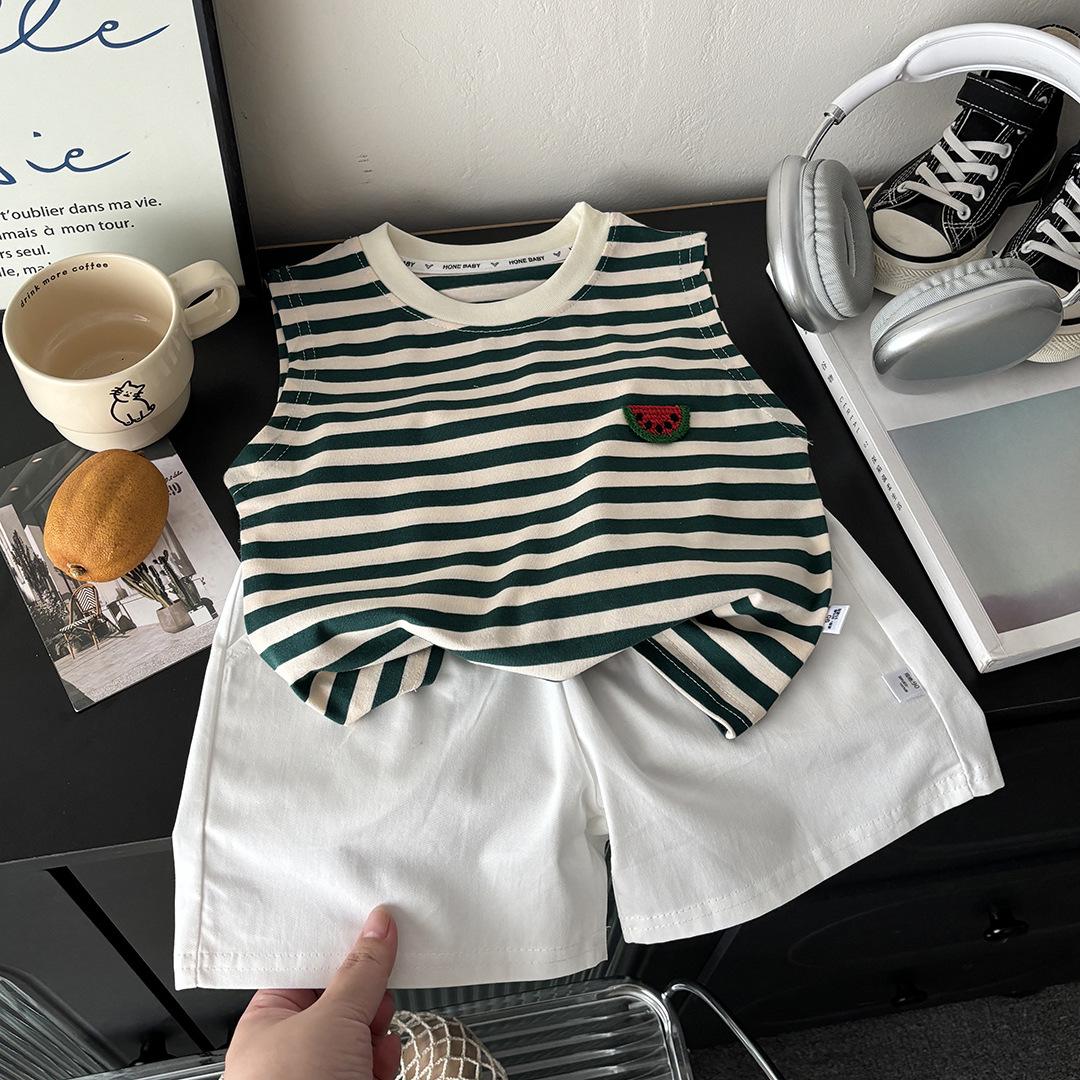 Summer Striped Vest & Shorts Set for Boys - Korean Style 80 cm
