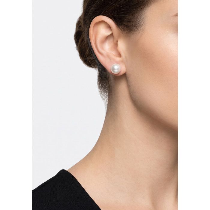 Boucles d'oreilles - PEARLS & COLORS - Clous - Perle d'eau douce ronde 7-8 mm - Or jaune 9 ct (375) - Qual. AAA+ Blanc
