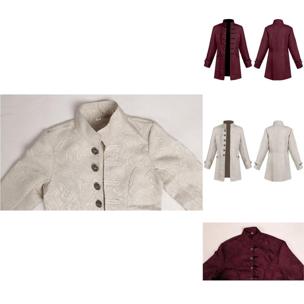2022 New Fashion European And American Boys' Formal Coat In Solid Color Stylish Steampunk Retro Stand Collar