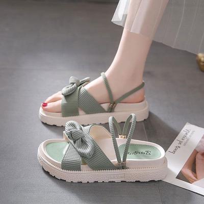 Feeënwind twee draag sandalen, nieuwe lente dikke zolen strikken, sandalen, dames strand een-woord slippers