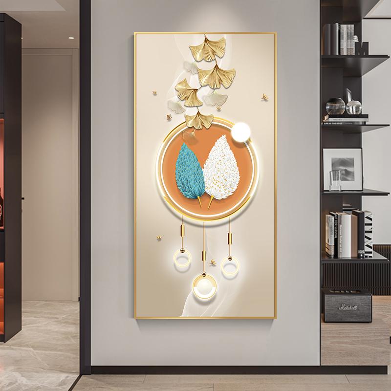 Abstract Leaf Light Luxury Butterfly Canvas Painting Deer Moon Decorative Wall Art Golden Living Room Bedroom Decor Cuadros