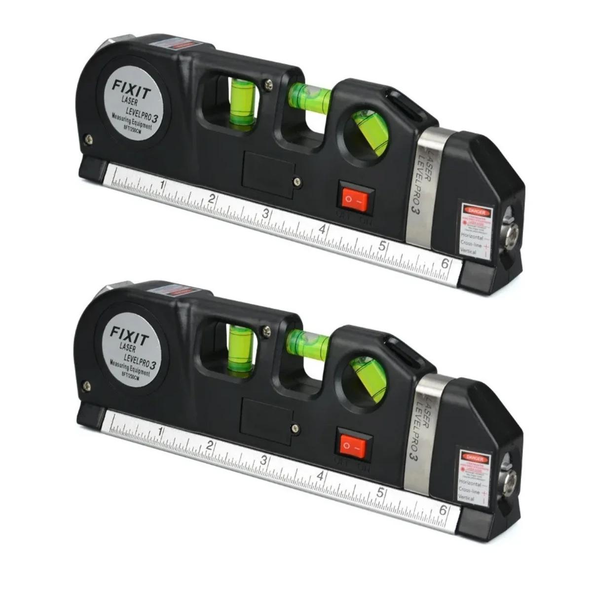 

Многофункциональный лазерный уровень-выравниватель 3 режима линии Перекрестный Вертикальный Горизонтальный Лазерный измеритель расстояний Инструмент для измерения расстояний Противоскользящая рукоятка 2pcs