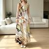 Women's U-Neck Sleeveless Flowy Maxi Dress,Lightweight Abstract Art Collection Vacation Dress for Holiday,Daily Casual & Party