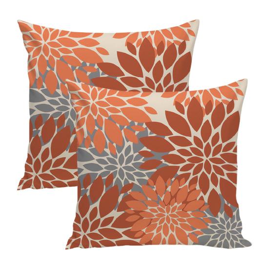 2 Pcs Throw Pillowcase Dahlia Printing Square Cushion Sham Diner Restaurant Hotel Bedroom Office Pillow Cover Machine Washable Zipper Pillowcases