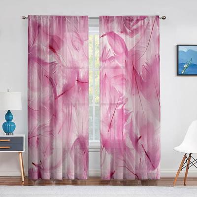 Rózsaszín Toll Modern Egyszerű Áttetsző Voile Függöny Lányszobába Nappali Dekoráció Sifon Ablak Konyha Tüllfüggönyök