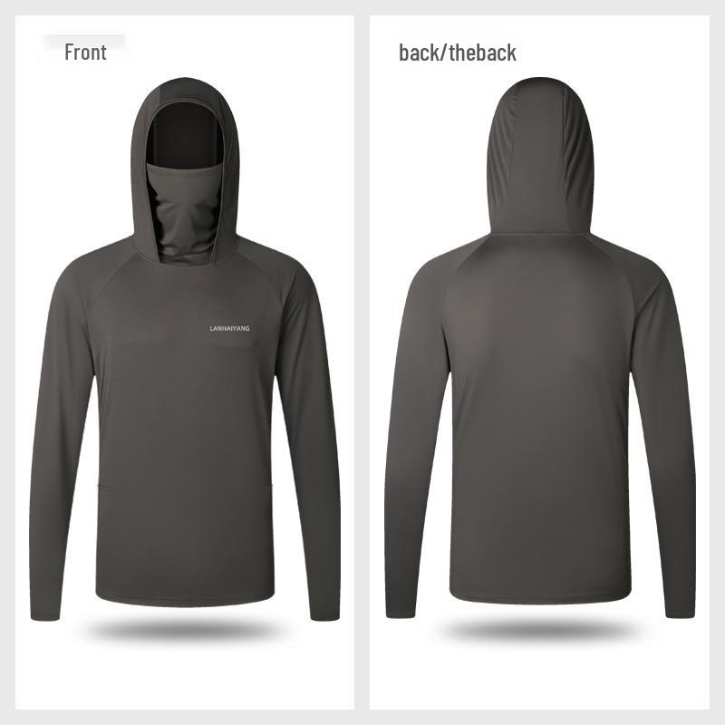 

Men’s Lightweight Ice Silk Fishing Apparel: Quick-Dry, Breathable, Anti-Mosquito, UV-Protective with Mask. L