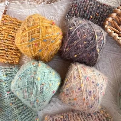 50 g/Knäuel, weiches Mohair-Wollgarn, Regenbogenbohnen-Strickgarn für selbstgemachte Häkelnadeln, Pullover, Schals, Stricksamtgarn