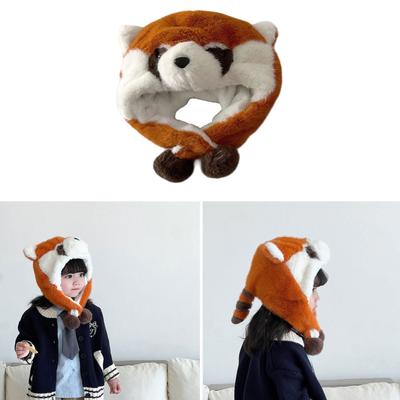 Gorros Cálidos Otoño Invierno para Niños Gorro con Orejeras Encantador Gorro de Panda Rojo Gorros Cortavientos con Protección para las Orejas para Niños Niñas 3-10 Años