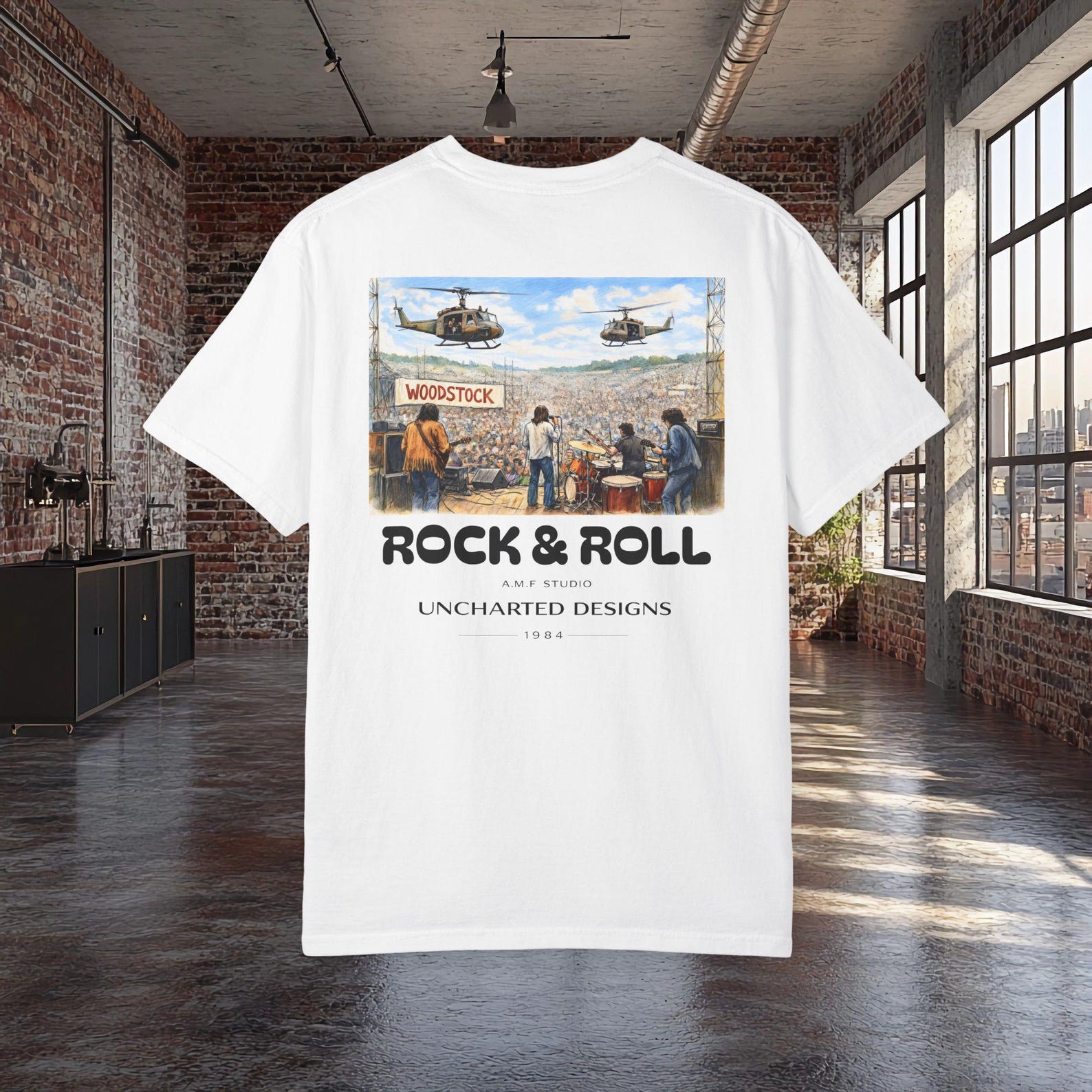 Vintage 60s Rock Festival Shirt | Retro Rock & Roll | Hippie | Concert Back Print T shirt Music | AMF Studio Uncharted Designs L