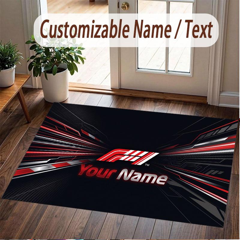 Custom Rug F1 Pattern Print Name Text Soft Non‑Slip Floor Carpet for Home Indoor Decoration