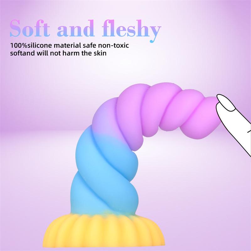Weibliche Twist Anal Plugs geformt Silikon Penis weiche Farbmischung Simulation Masturbation Gerät Sexspielzeug