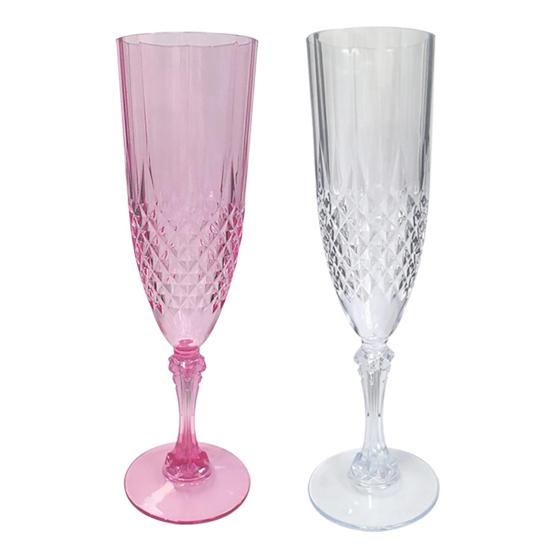 Plastic Champagne Flutes Transparent Wine Glasses Shatterproof Reusable Wine Goblets Elegant Drinkware