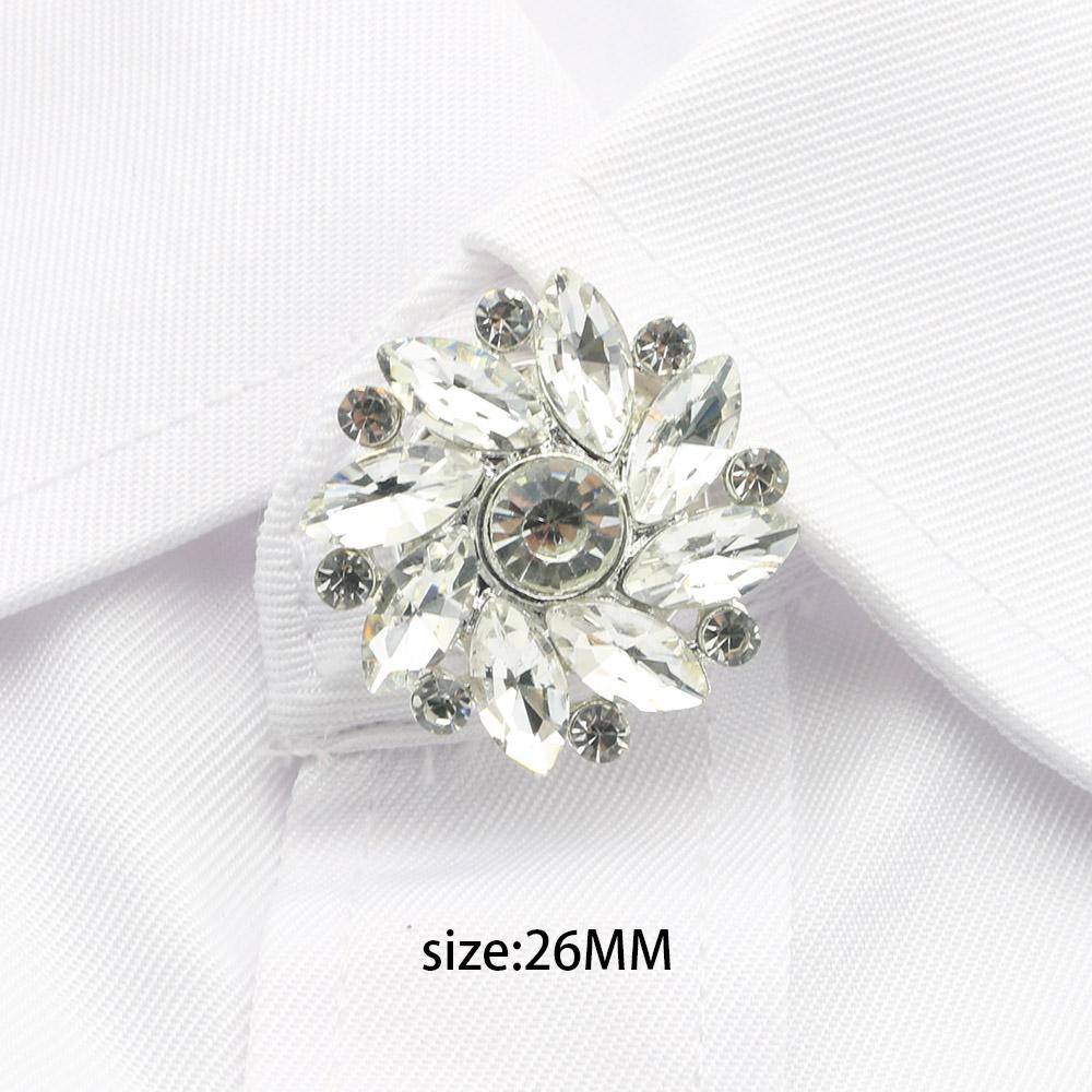 Top Selling 2 pieces of 26MM Clothing With Cufflinks, Women's Temperament Shirt, Formal Dress Cufflinks, Simple Rhinestone Cuffl