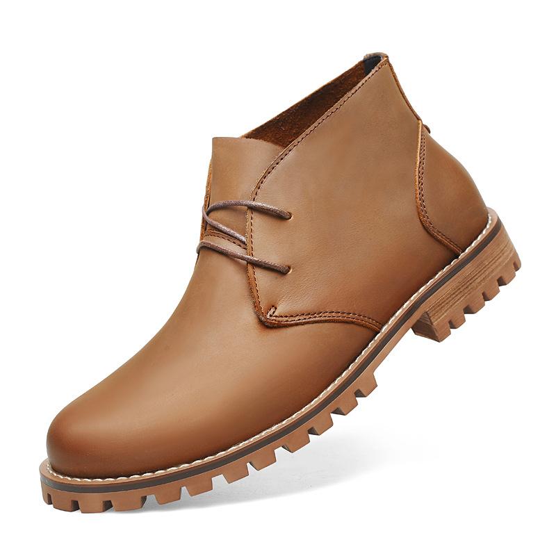 

Men s Large Size 45 Leather Soft Sole Soft Leather Martin Boots Small Size 36 Retro Leather Boots 37 British Comfortable Tooling Boots Men s 45 коричневый