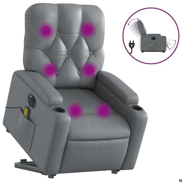 VidaXL Electric Massage Recliner Armchair Grey Faux Leather 3204796