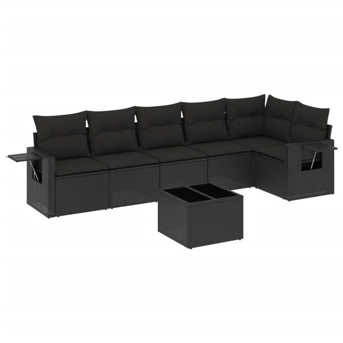 VidaXL Garden Lounge Set with Cushions 7 Pcs, Patio Sofas, Patio Furniture Set, Outdoor Furniture, Black 3220194