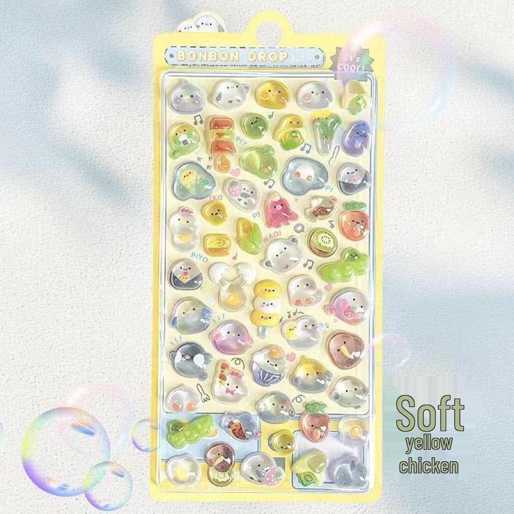 3D Crystal Diamond Cartoon Stickers for Kids - Cute, Decorative & Embossed for Girls