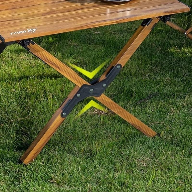 GIANXI Folding Table Camping Strong Bearing 2-6People Wood Grain Design Table Outdoor Portable Barbecue Carbon Steel Table Set