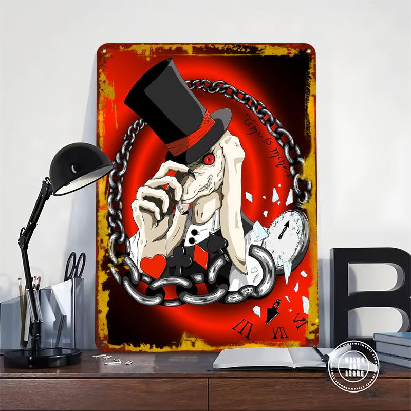 Creepy Rabbit With Top Hat Printed Poster Customized Wall Art Retro Vintage Metal Tin Signs for Room Ornaments Wand Deko Decor