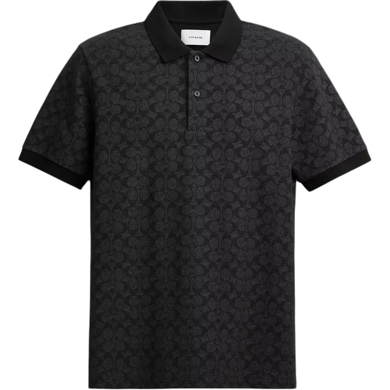 

Coach Solid Color Short Sleeve Straight Polo Shirt Men tops Black CAQ81-OY2 L