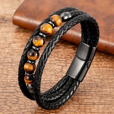 Trendy Meervoudige Leren Armbanden Voor Mannen Vrouwen 9 Stijlen Ronde Steen 8mm Kralen Sieraden Valentijnsdag Cadeaus