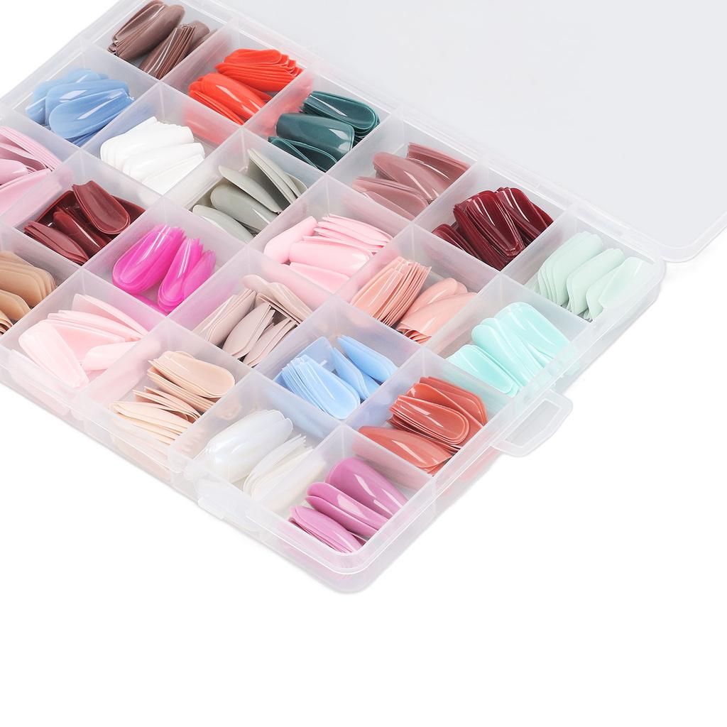 576pcs Press On Coffin Fake Nails Glossy Full Cover Color Mixing Different Size Ballerina False Nails