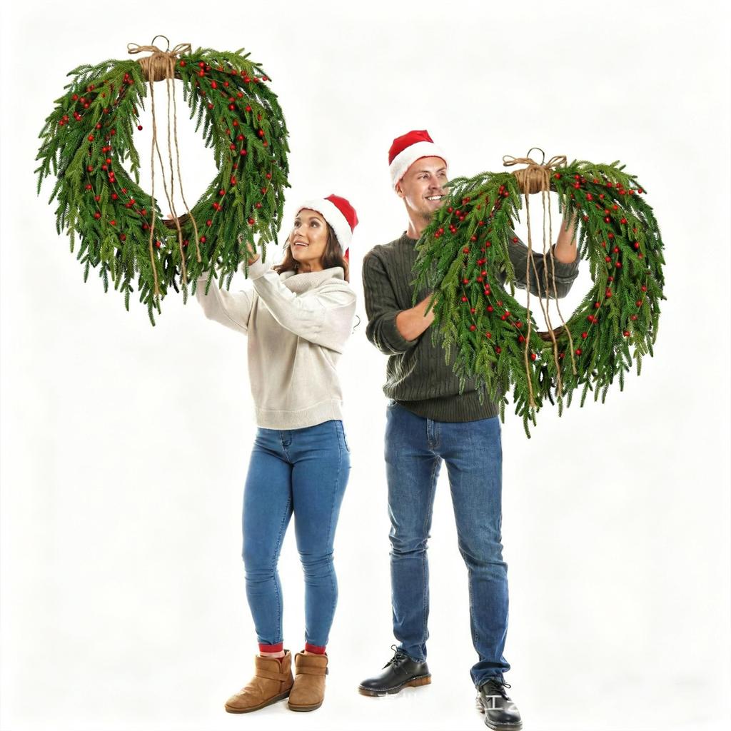 Christmas  Wreath, Bow, Front Door Hanging, Home Decoration Items