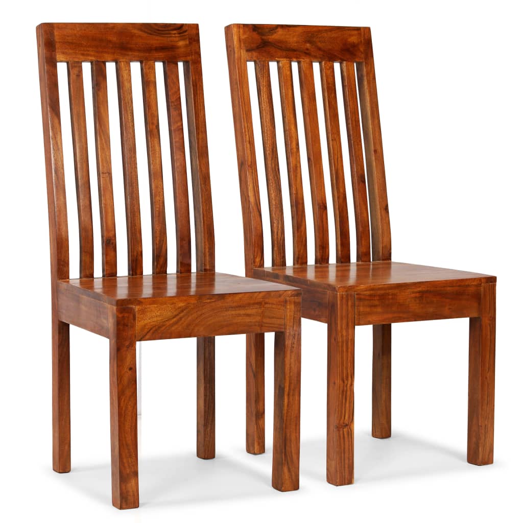 Esszimmerstühle Set aus 2 Stück Massivholz mit honigfarbenem Finish