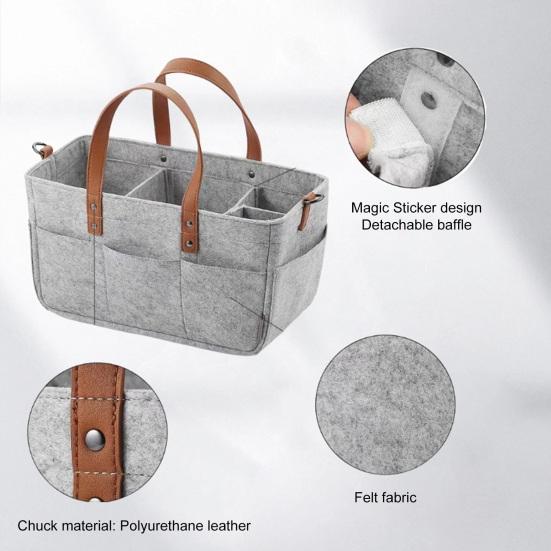 Babybleieveske Organizer Filtmateriale Stor Kapasitet Justerbar Plassoppsett Funksjonell Babyutstyrsorganisator