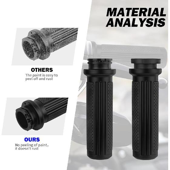 HDBUBALUS Motorcycle Hand Grips Cable Throttle Handlebar Grips Fit for Harley Dyna Softail Touring Road King Road Glide Sportster 48 72 883 1200