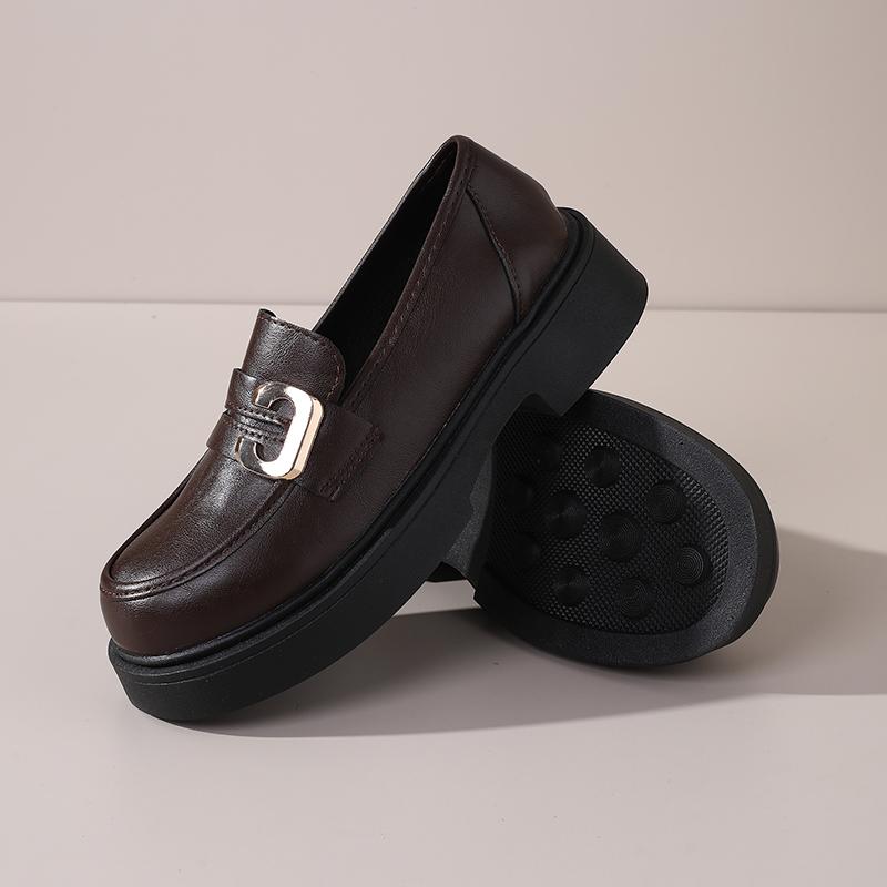 Women's British Style Leather ShoesNew Spring and Autumn Versatile Shoes Soft Sole Thick Sole Loafers Make Feet LookSmaller