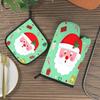 Christmas Santa Claus Oven Mitts and Pot Holders Set Heat Resistant Non Slip for Kitchen Cooking Baking BBQ Camping