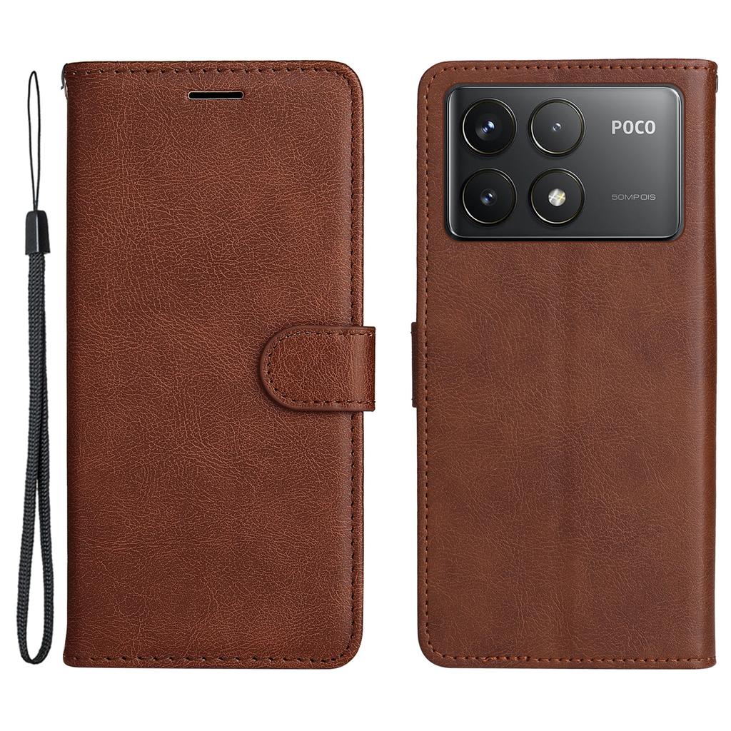 For Xiaomi Redmi K70 5G/K70 Pro 5G/Poco F6 Pro 5G Case Solid Color Leather Mobile Cover Wallet Stand with Strap