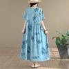 DIMANAF New 2026 Women Plus Size Spring Summer Casual Long Dress Floral Print Cotton Loose Oversize Maxi Beach Sundress