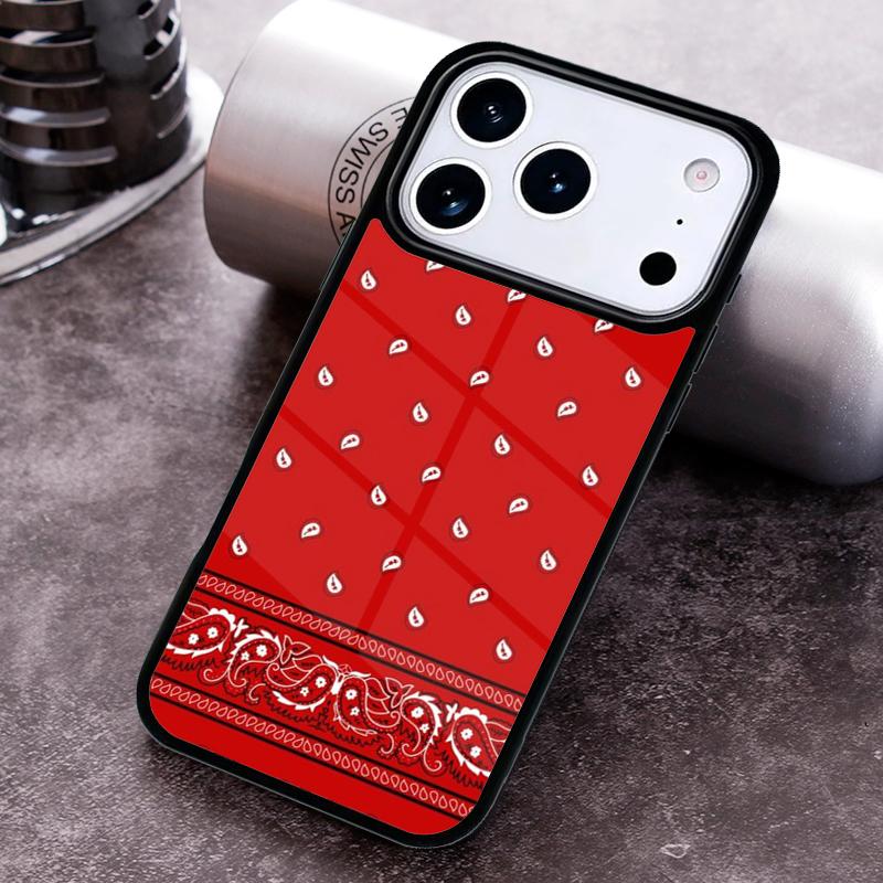 Red Bandana Paisley Phone Case for iPhone 17 16 15 Pro Max Air 14 13 12 11 Plus Shockproof Capa Cover