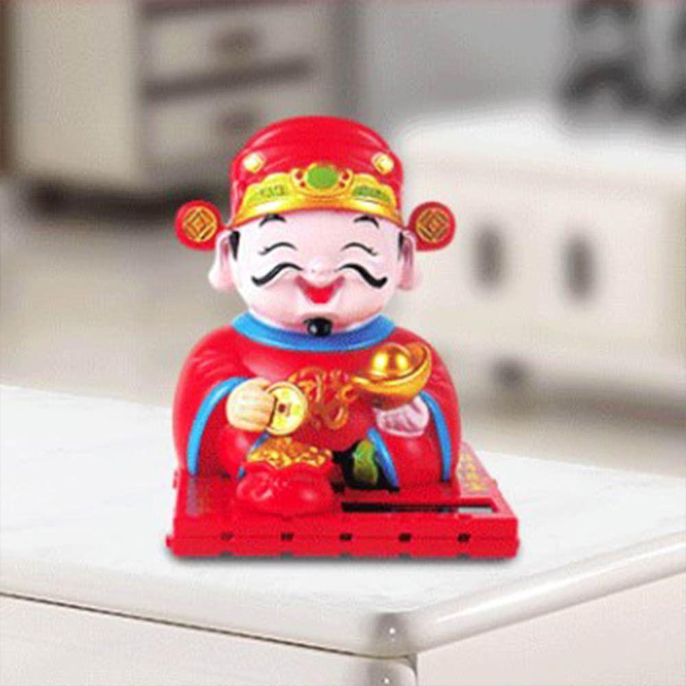 Handcrafts Desktop Wealth Coming Statue Decorative Solar Shaking Head Toys  Desktop Mascot