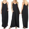 Summer Loose Cami Dress for Women V Neck Sleeveless Floor Length Boho Sundress Flowy