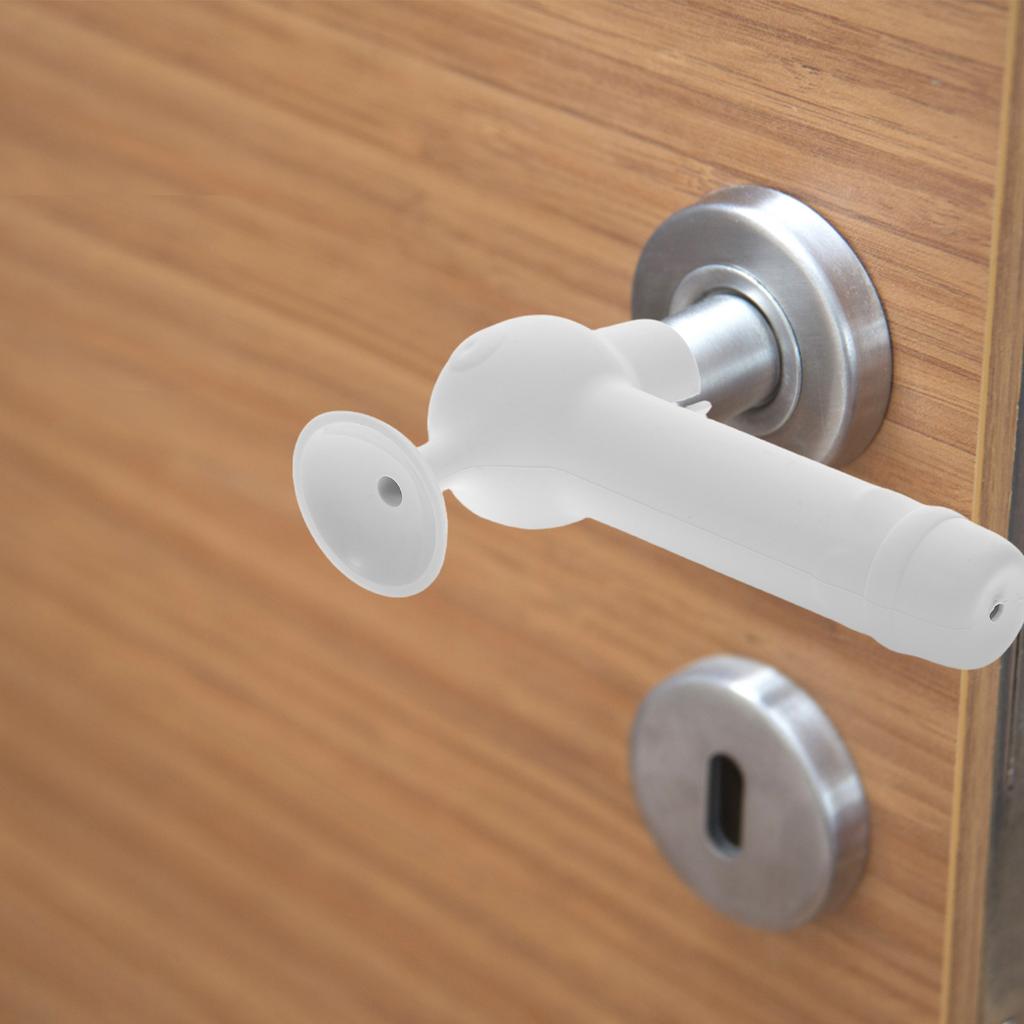 Baby Safety Door Knob Protector Silicone Door Lever Gloves Universal Fit Anti-Collision Cushion for Walls Furniture White