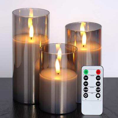 3-teiliges LED-Nachtlicht mit flammenloser Kerze und Fernbedienung, flackernder Flammeneffekt, batteriebetriebene Kerzen, Partydekoration