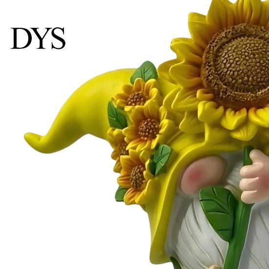Indoor Window Sill Ornaments Sunflower Gnome Statue Ornaments, Resin Faceless Figurines, Pastoral Gifts for Garden Lovers Style Tabletop Figures