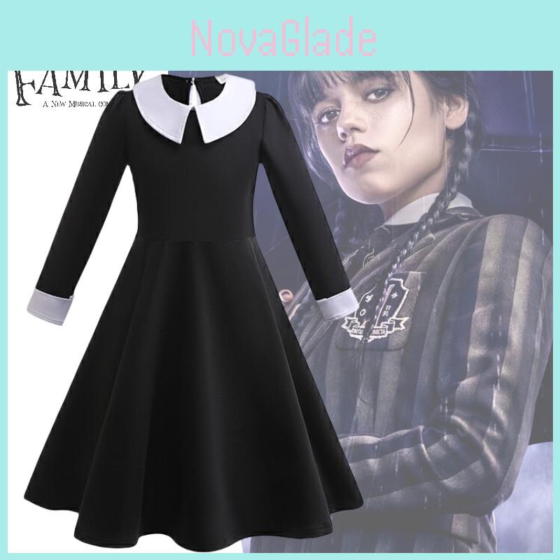 Neues Kinder Langarmkleid Addams Family Cosplay Prinzessinnenstil