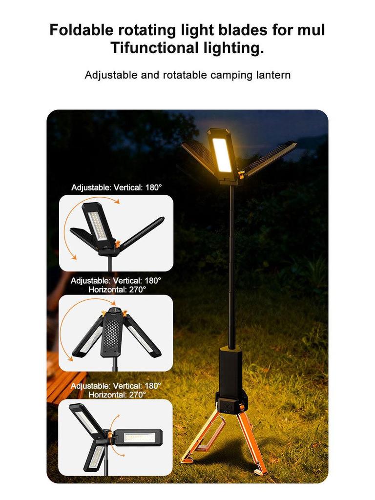 Retractable 3000 Lumens Folding Camping Lantern with Stand and Atmosphere Lighting