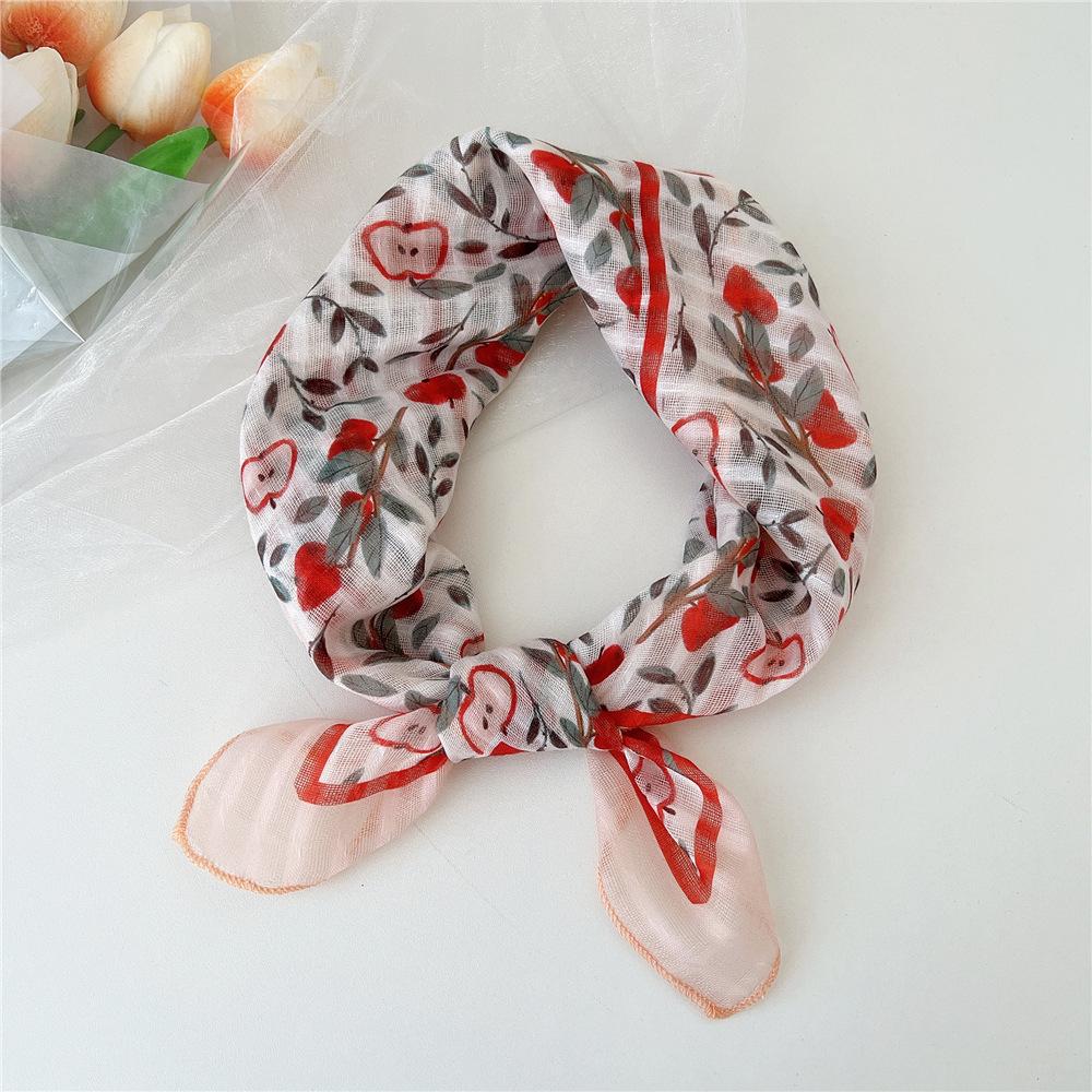 Eșarfă pătrată mică din bumbac și in Eșarfă din mătase Primăvară și toamnă pentru femei Stil nou artistic și versatilă la modă Esarfă cu bentiță cu temperament