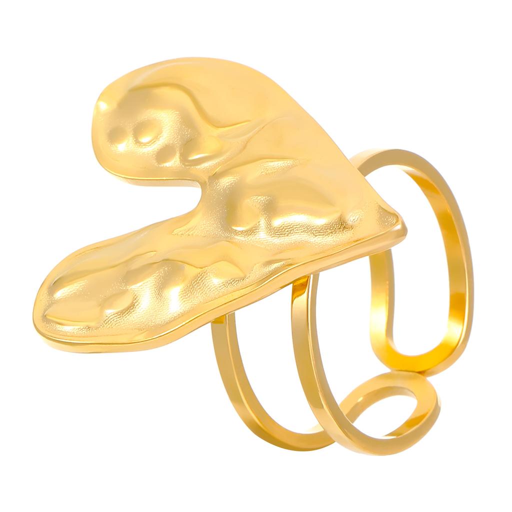 High Quality Fashion Niche Personality Retro Temperament Jewelry, Stainless Steel Plated 18K Gold Casting Round Geometric Ring