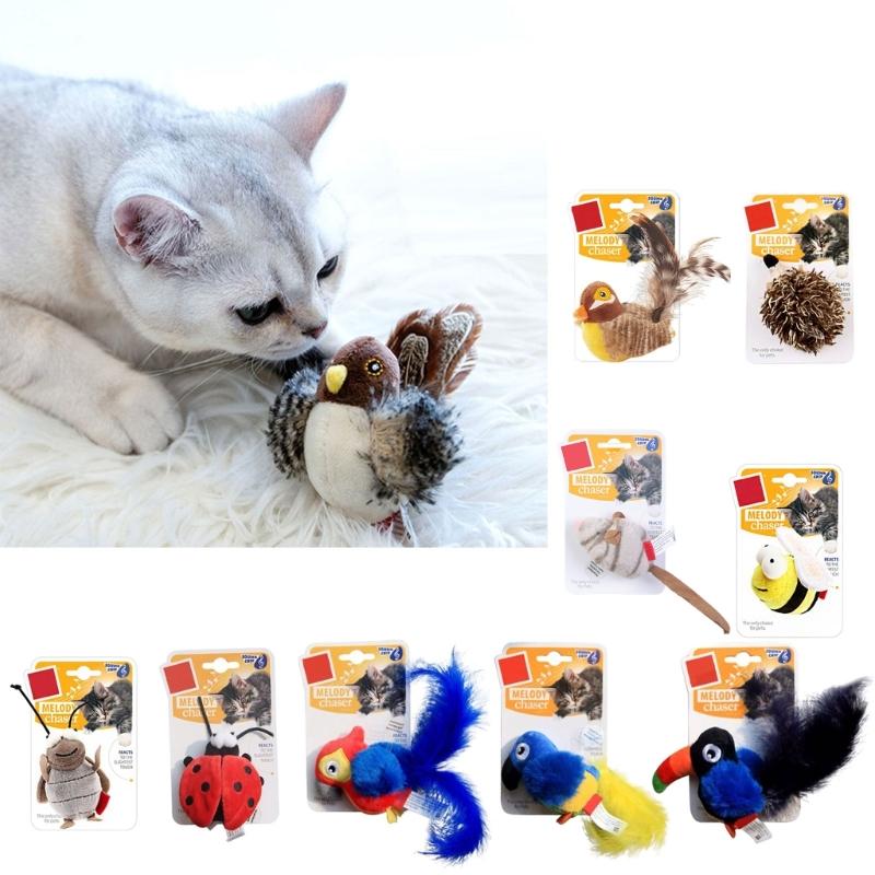 Figurine Artificial Automatic Chirping Bird Toy Battery Powerful Kid Children Toy for Indoor Felines Friend