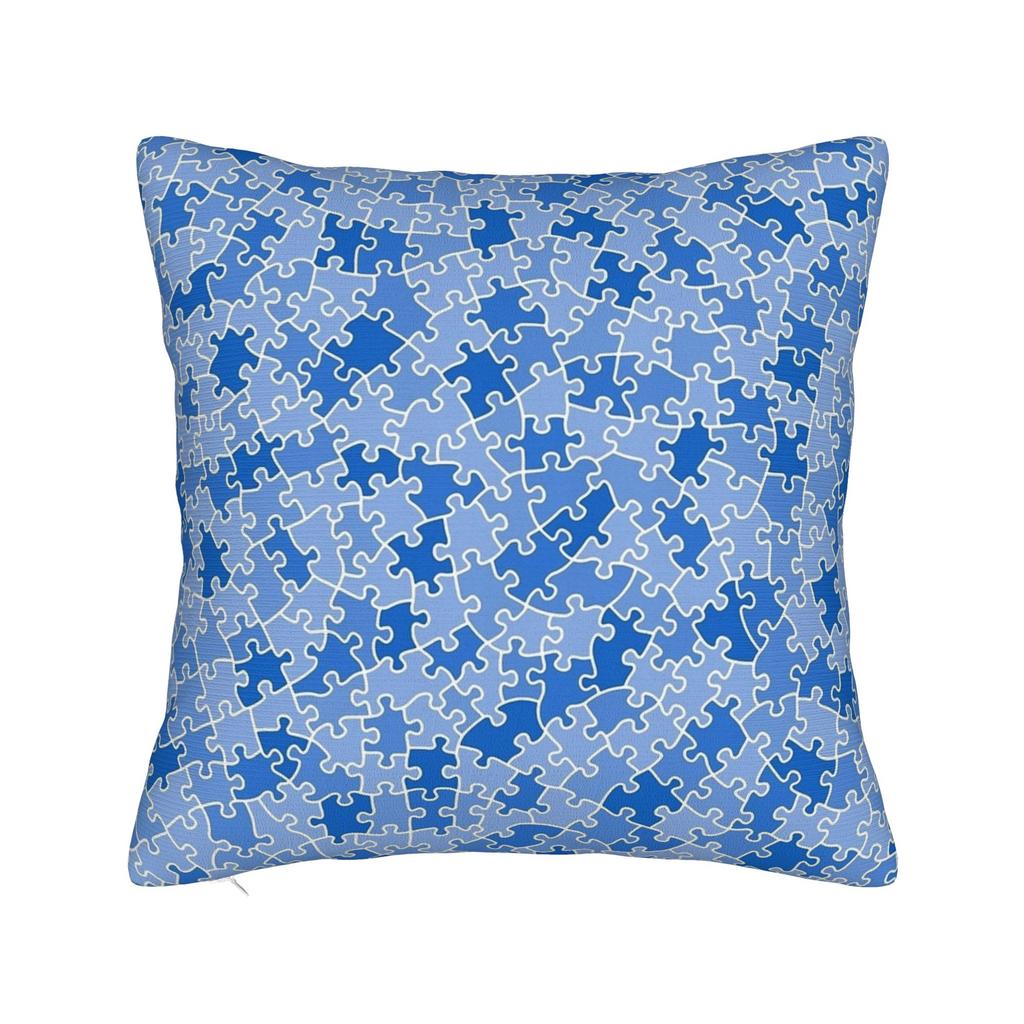 Rainbow Autism Awareness Puzzle Seamless Pattern Pillow Cover  Design Cushion Cover Funny Pillow Case For Office Car Home Decor