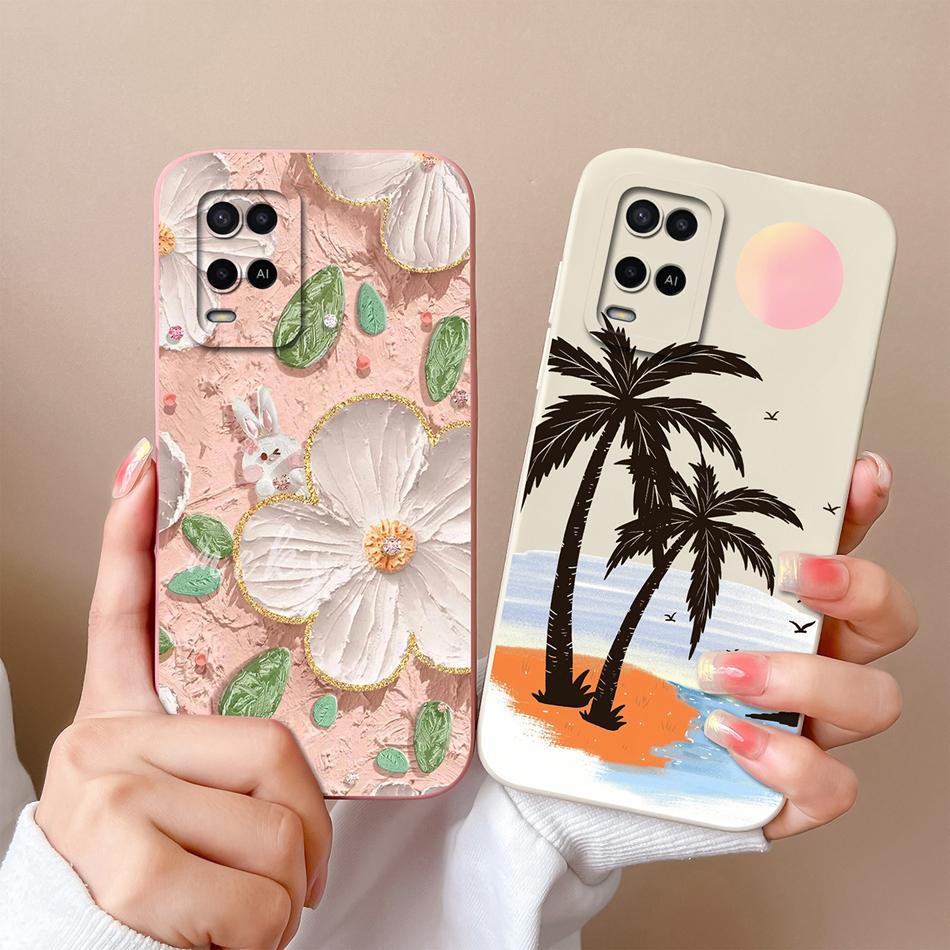 For Oppo A54 A54S Case Simple Cute Design Full Protection Phone Housing For Oppo A 54 4G Back Cover Soft Liquid Silicone Fundas